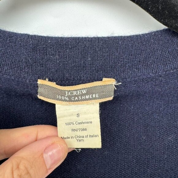 J Crew Navy Blue 100% Cashmere Cardigan Small - Picture 2 of 4